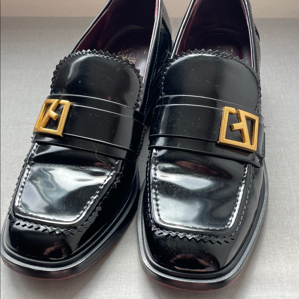 Franco Sarto Gloria Black Loafers with Gold Accent Size 7.5 - Picture 11 of 13